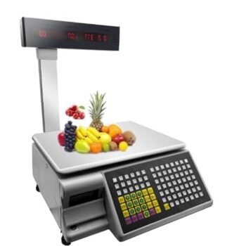High Precision Digital Counting Scale 15 kg/30 kg, Touch Panel Operation, Clear LCD, Dual Display Price Weighing Machine for Supermarket Fruit Meat, and Commercial Label Printing Scale with Thermal Printer